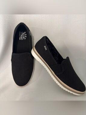 Skechers BOBS Black Canvas Slip-On Sneakers